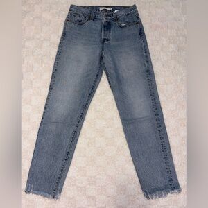 Women's Levi’s Premium Wedgie Jeans Ankle Length Raw Hem Button Fly • Size 26